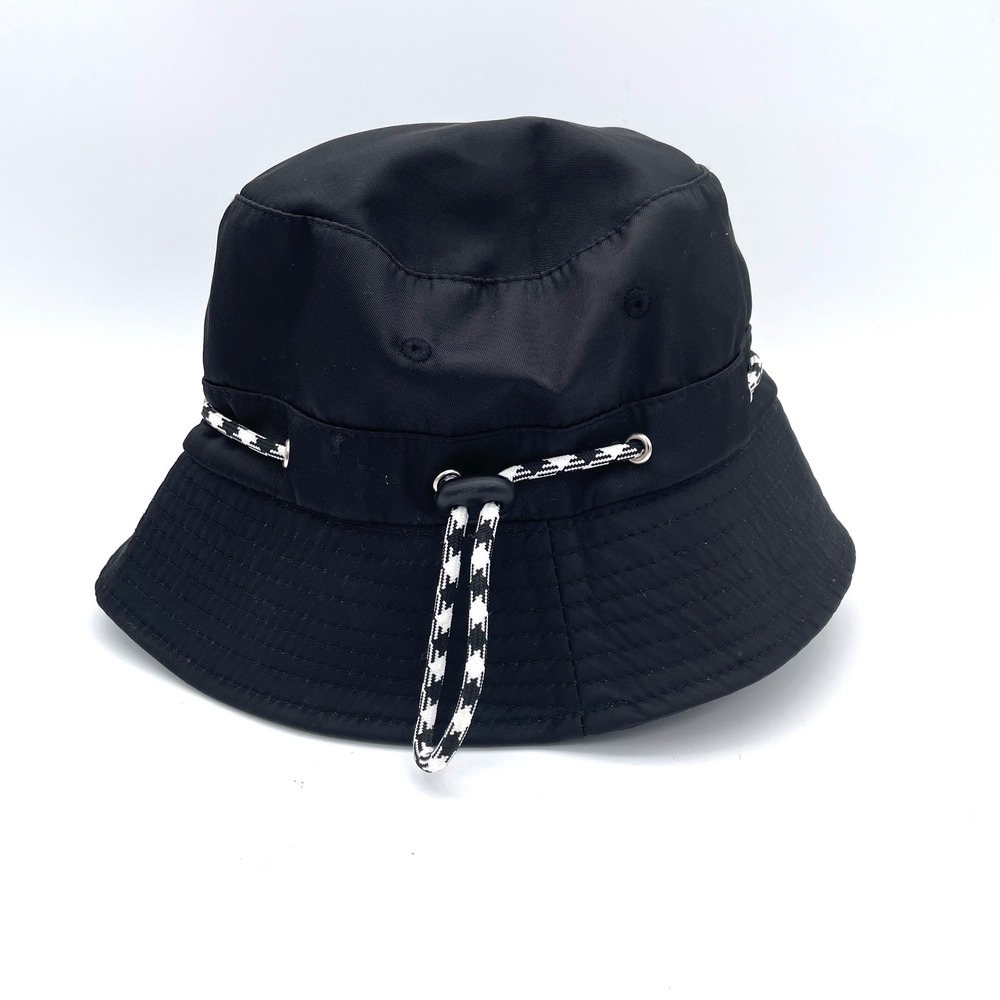 Anthropologie Bucket Hat Women OS Black Excellent Adjustable Toggle Nylon